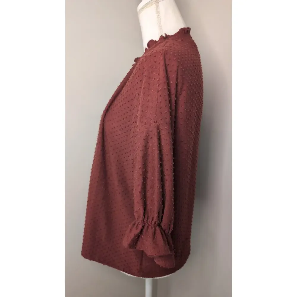 Madewell Texture & Thread Swiss Dot Blouse Medium Boho Romantic Top